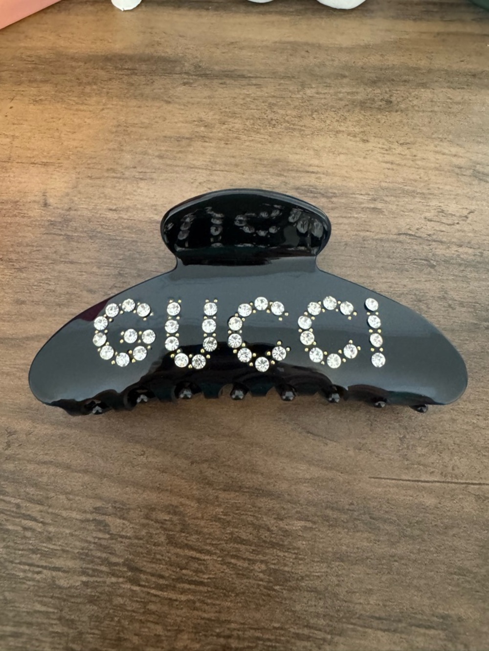 Black Crystal Logo Hair Claw Clip